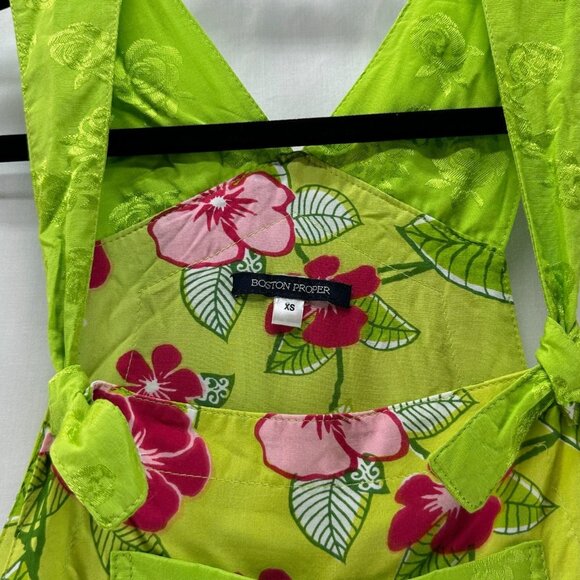Boston Proper Jumpsuit Womens XS Wide Leg Sleeveless Bib Pocket Floral Green Red - Picture 13 of 13